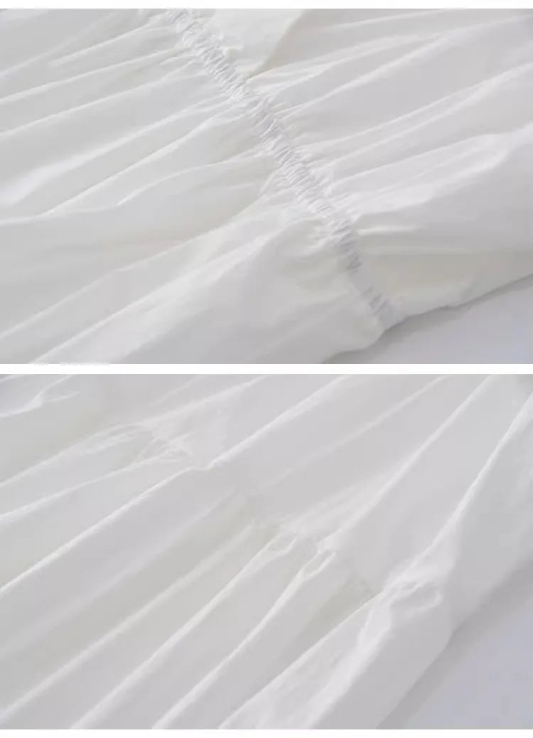 Women’s White V-Neck Backless Strap Dress – Summer Fairy Beach Vacation Long Skirt, Elegant Loose Waist Gown