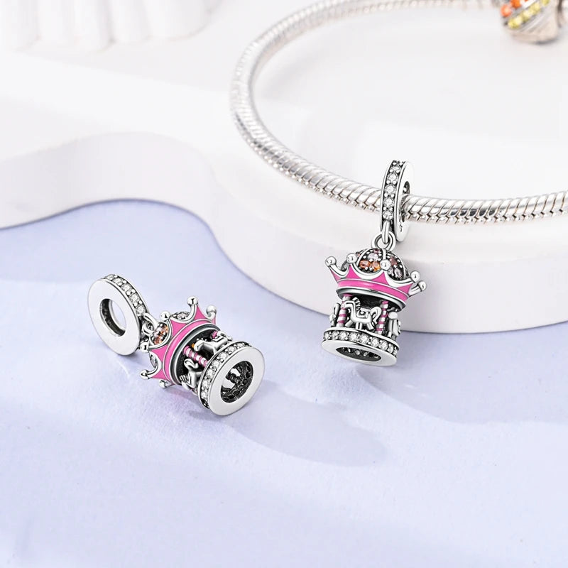 925 Sterling Silver Funny Playable Charms Beads | Smart Watch Tarot Bike Travel Dangle Fit Pandora Bracelet DIY Jewelry