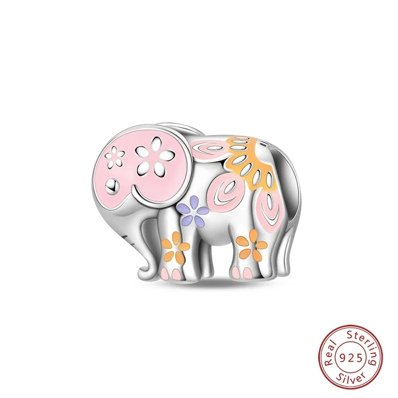 925 Sterling Silver Animal & Love Charms | Cat, Elephant, Bear, Swan & Easter Egg Beads Fit Original 3mm Bracelets DIY Jewelry