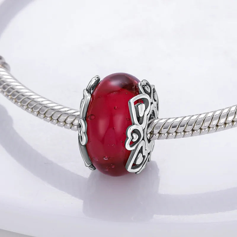 925 Sterling Silver Colorful Charms – Rose, Crown, Rainbow & Heart Dangle Beads Fit Pandora Bracelet & Necklace