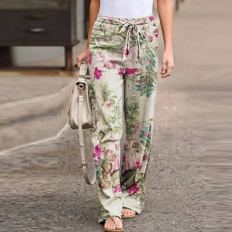 Women’s Print Joggers – Cotton Linen Casual Sweatpants for Autumn Elegant Streetwear