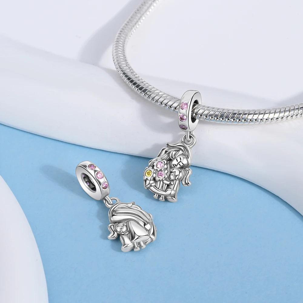 2025 New 925 Sterling Silver Family Love Heart Charm Beads | Sister, Daughter & Mother Pendant for Bracelets & DIY Jewelry