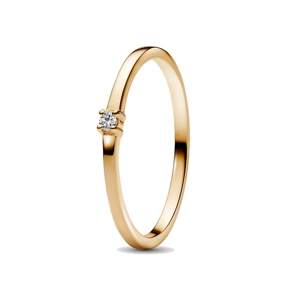 925 Sterling Silver Women's Golden Charm Pearl Ring | Retro Party & Anniversary Jewelry