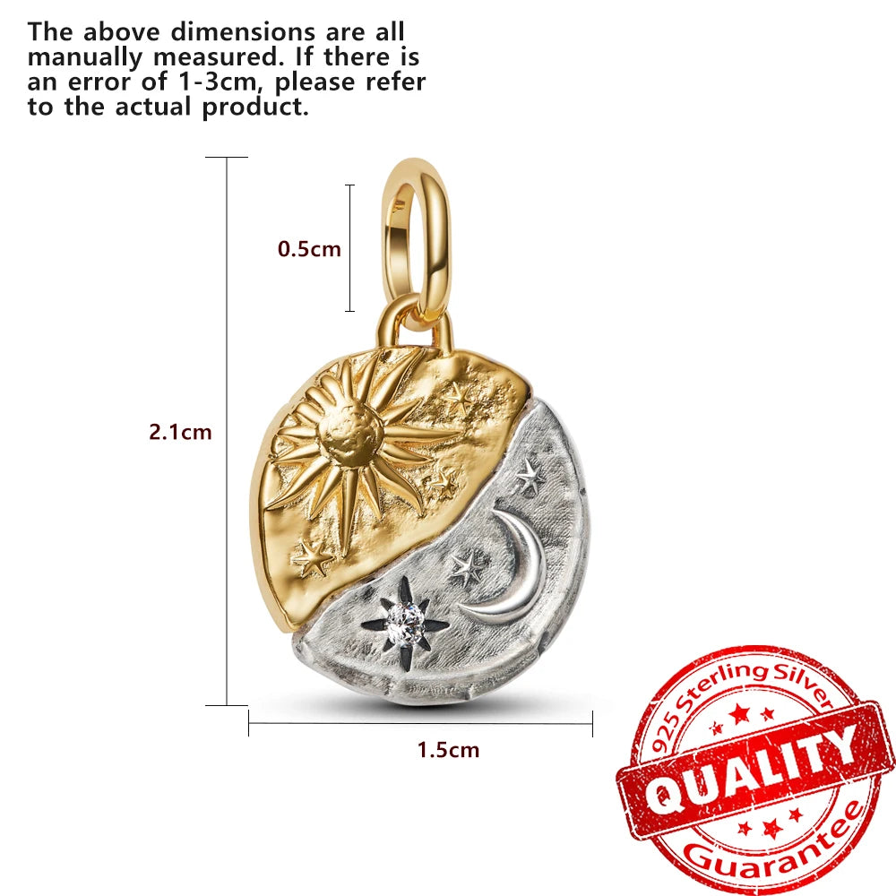 Authentic 925 Sterling Silver Rose & Cherry Blossom Medallion Charm for Bracelet & Necklace DIY