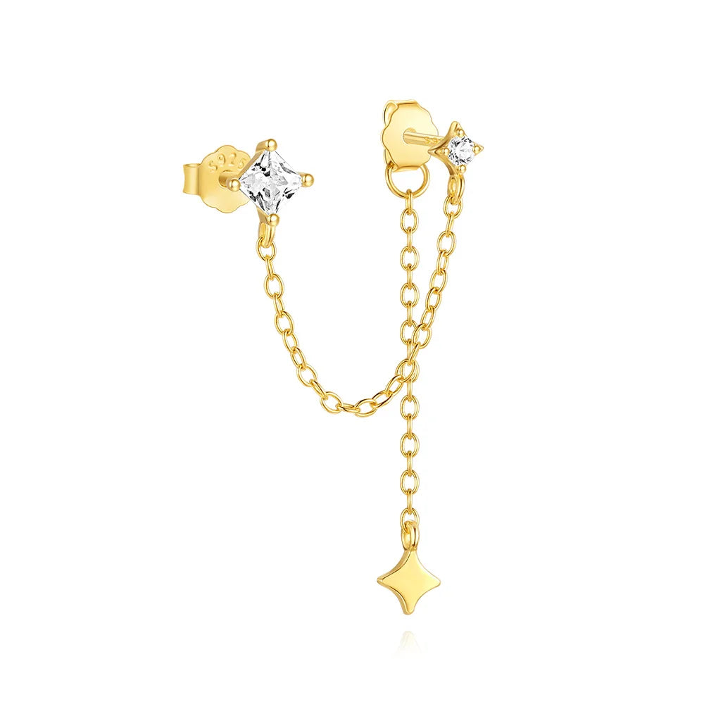 CANNER 925 Sterling Silver Horse Eye Tassel Zircon Drop Earrings – Minimalist Geometric Jewelry for Women