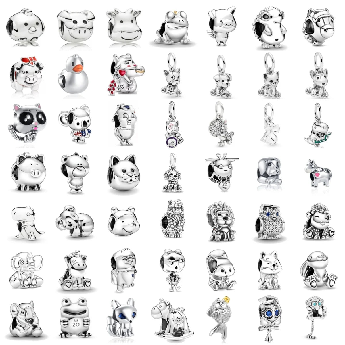 925 Sterling Silver Dog, Owl, Koala, Dinosaur & Hedgehog Charms | Fit European Bracelet & Necklace DIY Jewelry