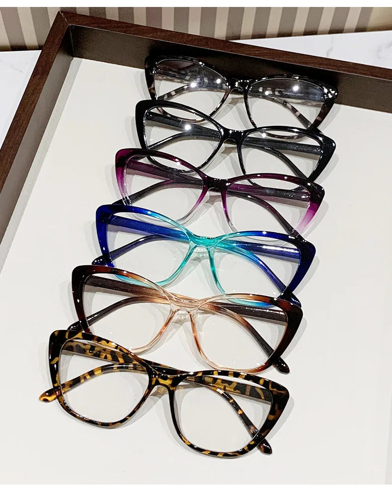 Fashion Ladies Reading Glasses – Trendy Luxury Cat Eye Presbyopia Anti-Blue Light Eyeglasses for Women & Men