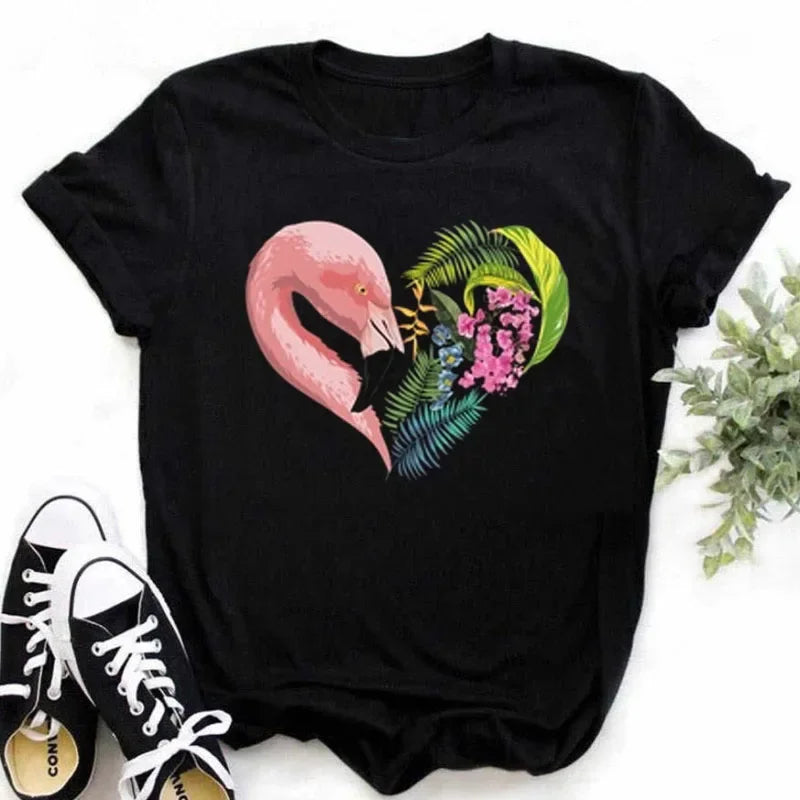 Maycaur Finger Heart Women's T-Shirt | Korean Ulzzang Graphic Tee | 90s Girl Casual Fashion Top