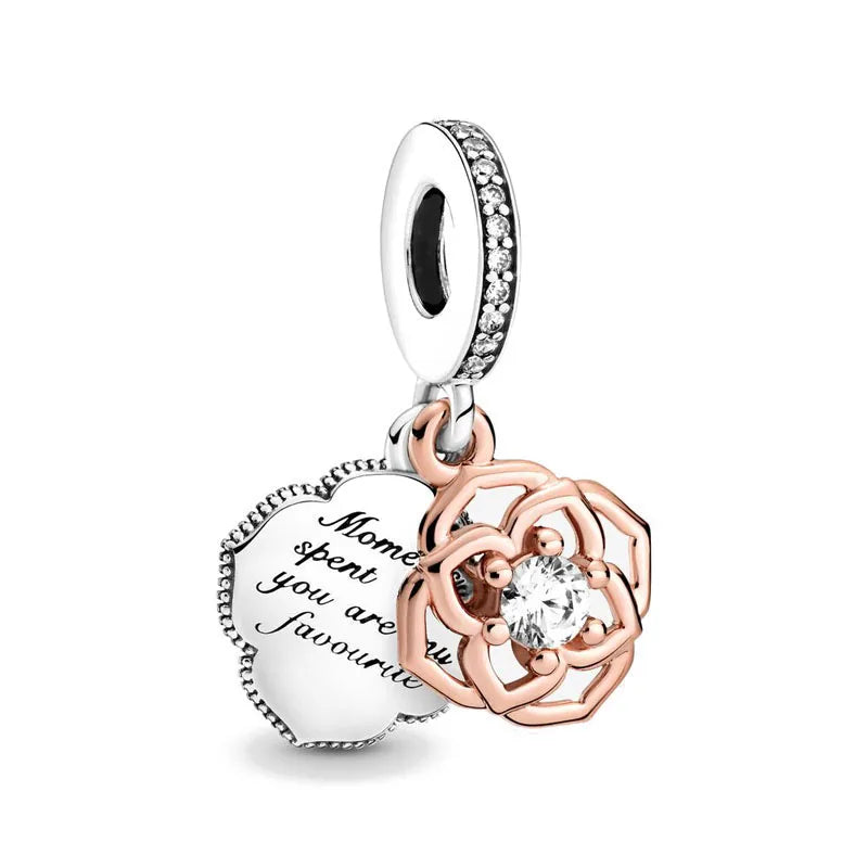 Hot Selling Rose Gold Firefly & Key Pendant Bead | 925 Sterling Silver Charm for Original European Bracelet