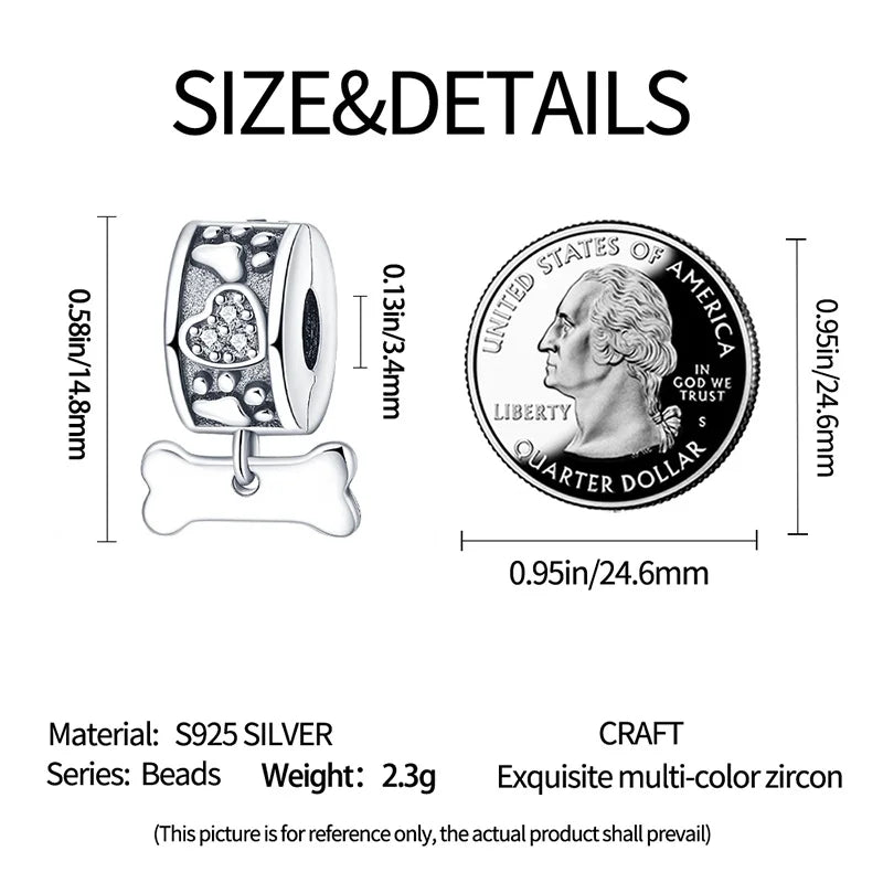 Cute Pet Kitten Puppy Sheep Charms | Fit 925 Original Pandora Bracelets | Colorful Zircon Beads DIY Jewelry Gift