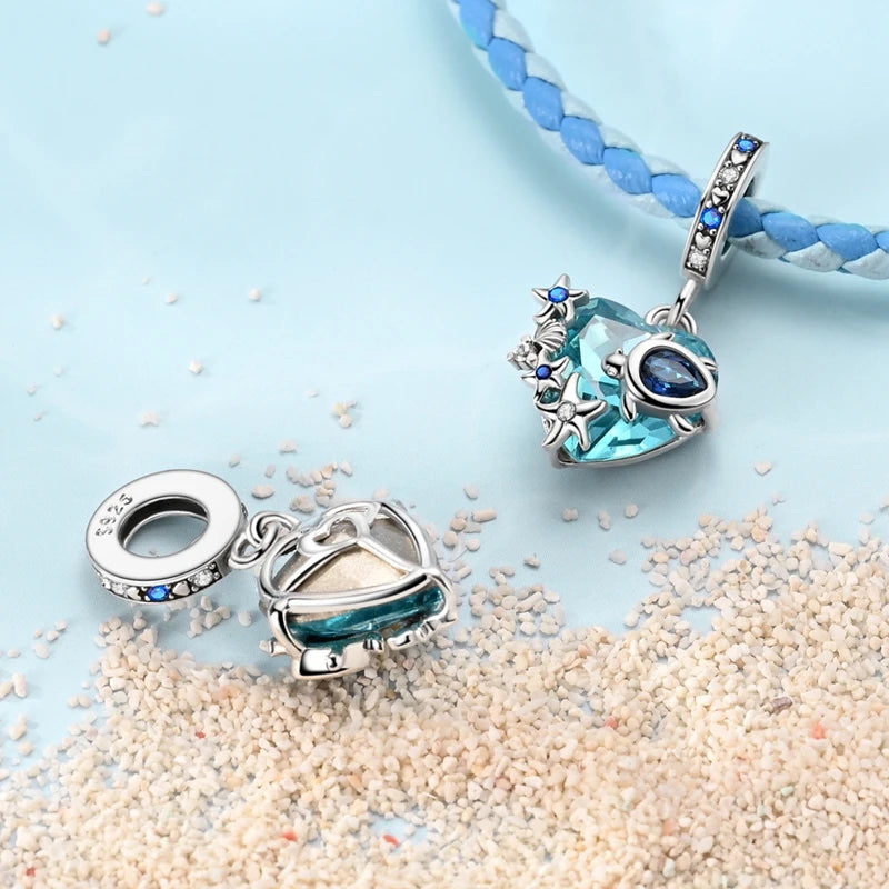 New Summer Ocean Silver Plated Sea Turtle & Starfish Shell Charm | DIY Bracelet Jewelry for Women