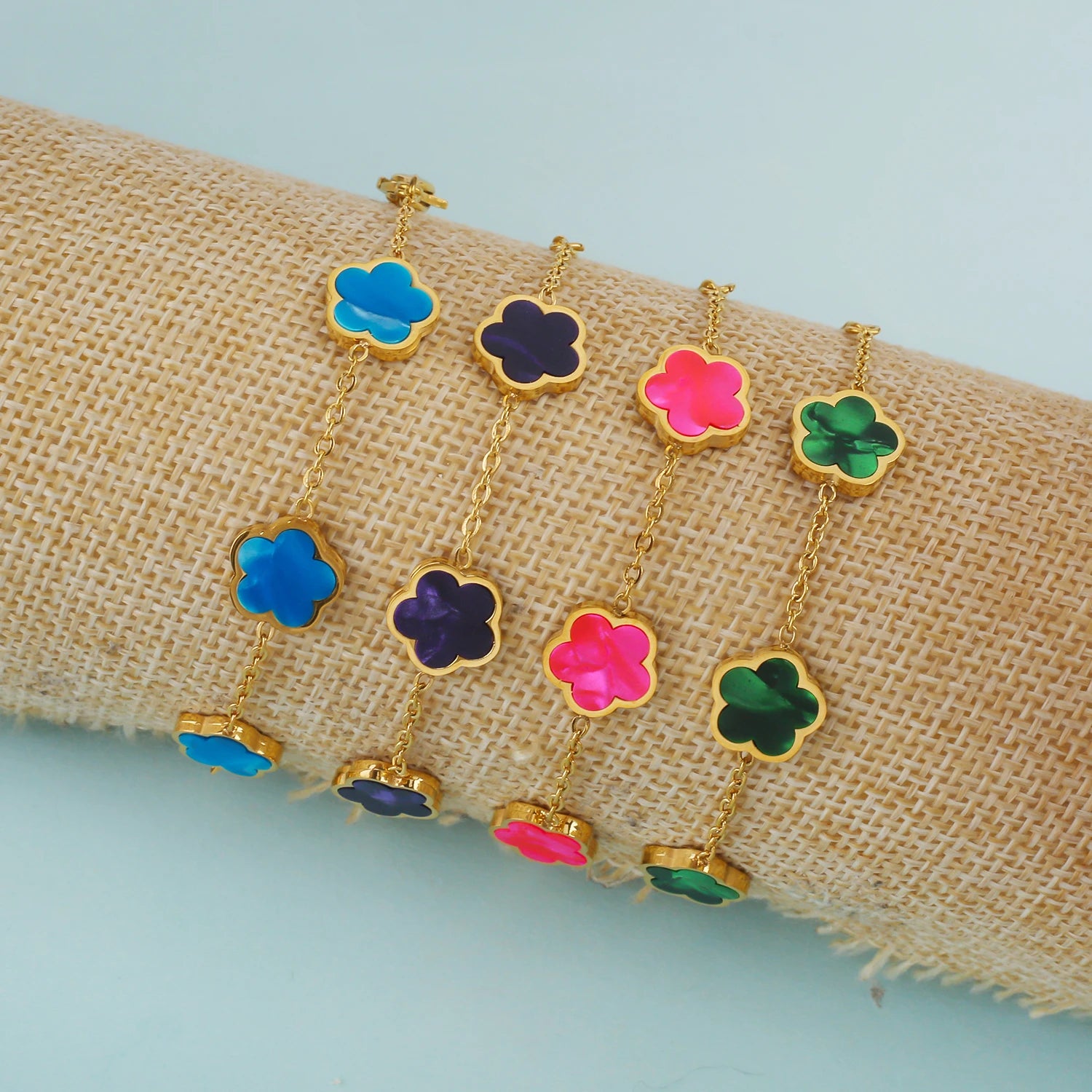 Stainless Steel Leaf Flower Jewelry Set | Non-Fading Minimalist Pendant Necklace, Earrings & Bracelet – Women’s Fashion Set