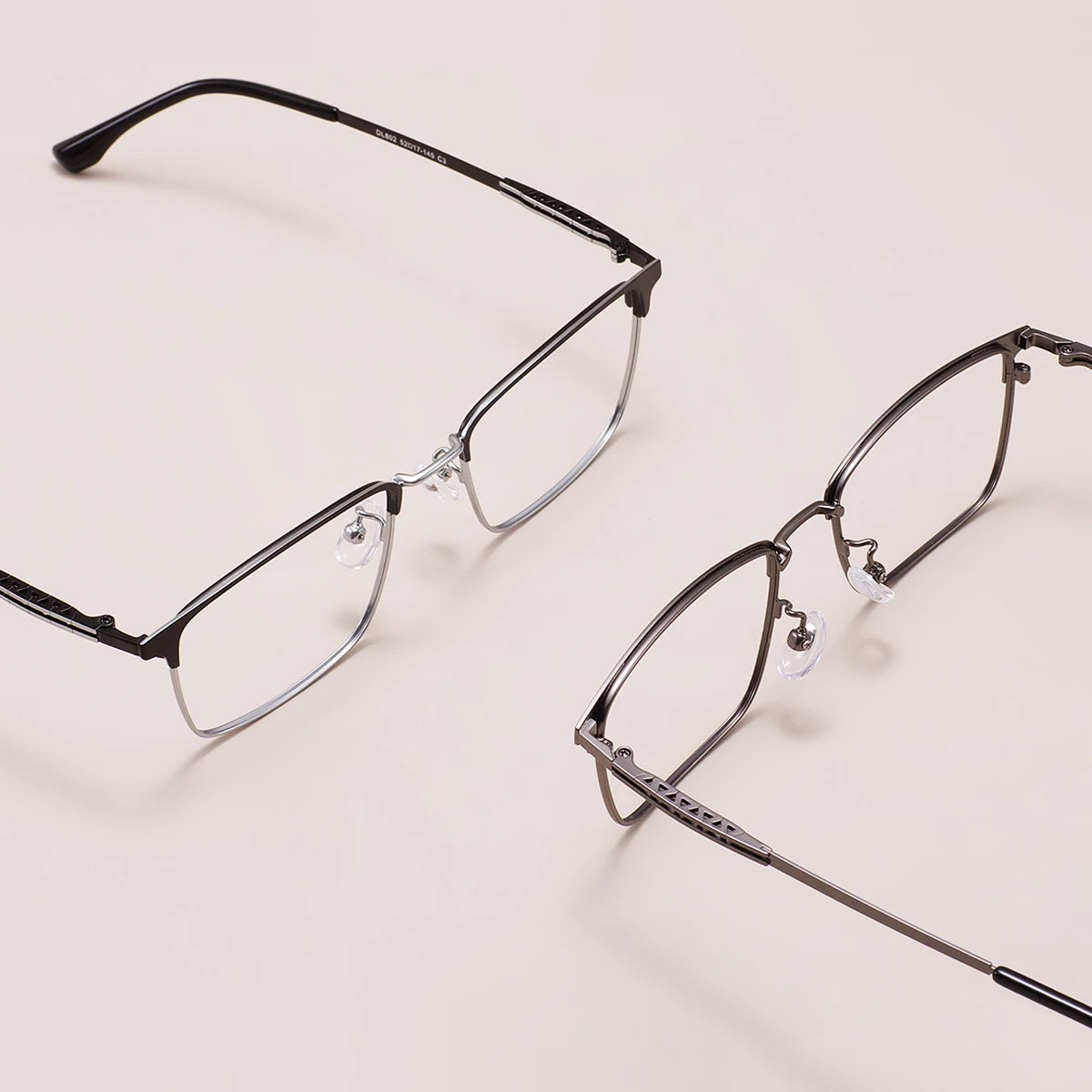 Rectangular Metal Browline Glasses Frame – Comfortable Large Full Rim Business Eyewear for Men