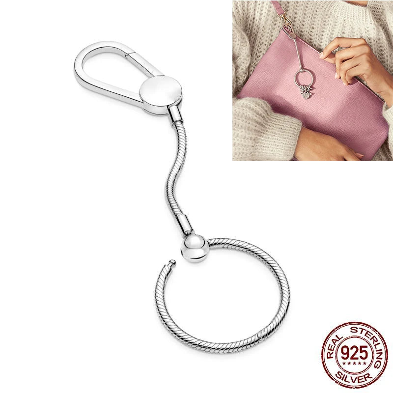 Hot Sale 925 Sterling Silver Moments Keychain Charm | Fit Original Bracelet Beads Women’s Elegant Jewelry Gift