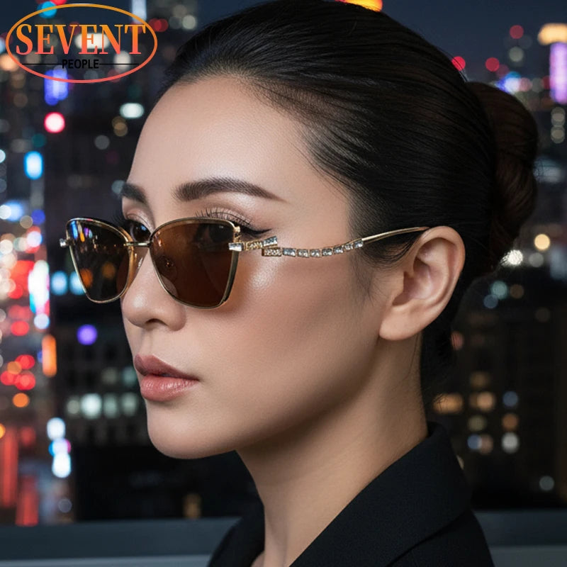 Small Frame Sexy Cat Eye Sunglasses for Women 2025 – Luxury Brand Metal Rhinestone Sun Glasses | UV400 Outdoor Shades