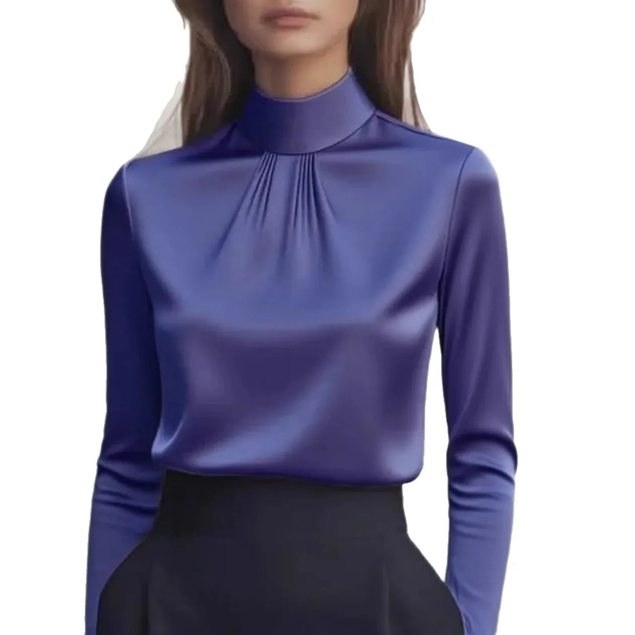 Elegant Women’s Turtleneck Shirt 🌿 Khaki Pullover Korean Fashion Top ✨