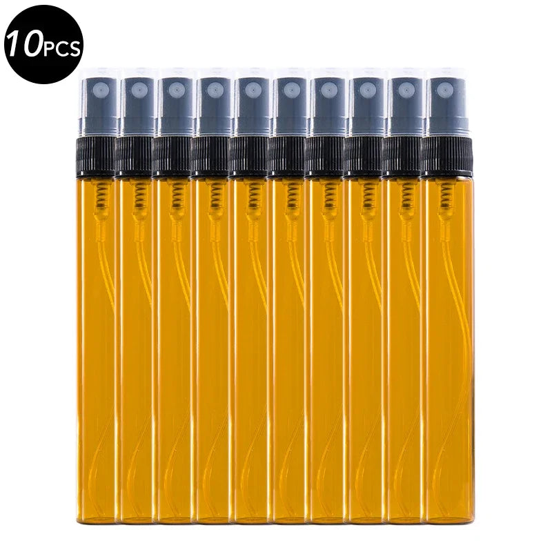 5/10PCS Mini Glass Perfume Bottles – 3ML / 5ML / 10ML Travel Toner & Cosmetic Dispenser | Tea-Colored Graduated Bottles