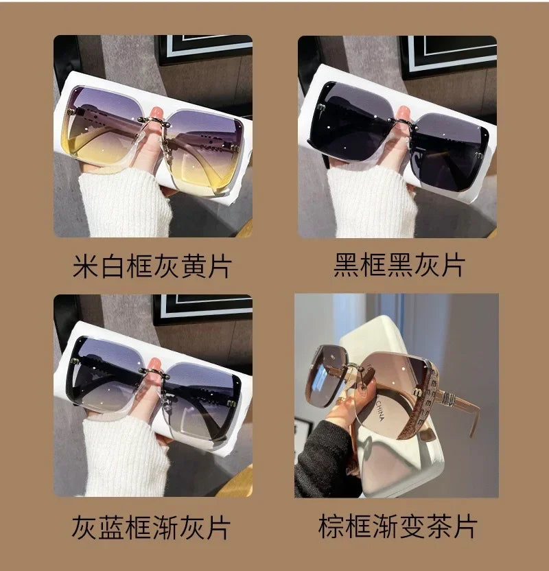 2025 New Fashion Cool Sunglasses for Women – Luxury Brand Letter Design Vintage Rimless Sun Glasses | Ladies UV400 Gafas