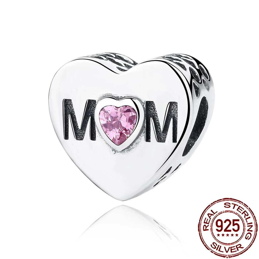 2025 New 925 Sterling Silver Heart Charm Sister Mother Daughter Beads Fit Pandora Bracelet