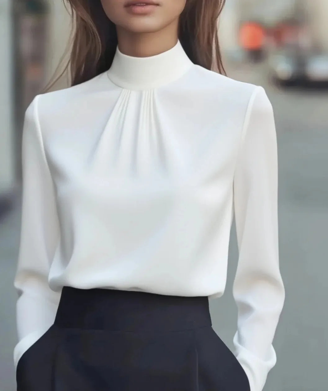 Elegant Women’s Turtleneck Shirt 🌿 Khaki Pullover Korean Fashion Top ✨