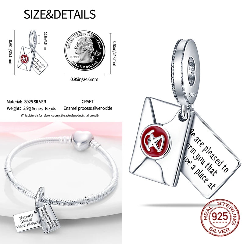Disney Harry Potter 925 Sterling Silver Charm Bead | Fits Original Bracelet | Women’s DIY Jewelry Gift