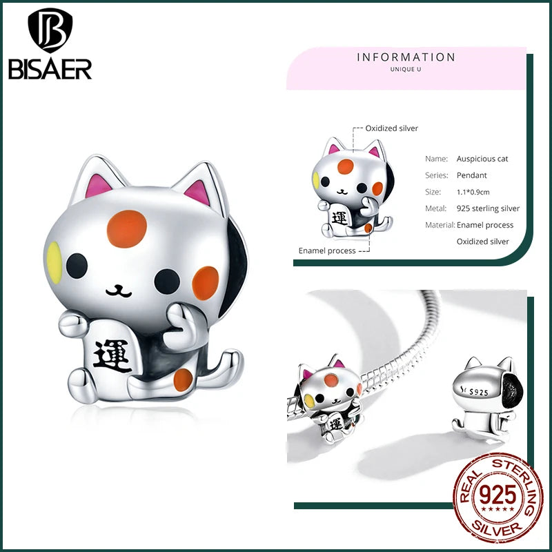 BISAER 925 Sterling Silver Dog Charm | Cute Dachshund Pet Bead Pendant for Women’s DIY Bracelet Jewelry