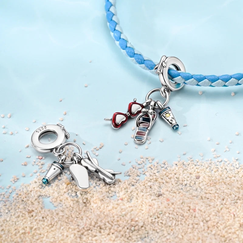 New Summer Ocean Silver Plated Sea Turtle & Starfish Shell Charm | DIY Bracelet Jewelry for Women
