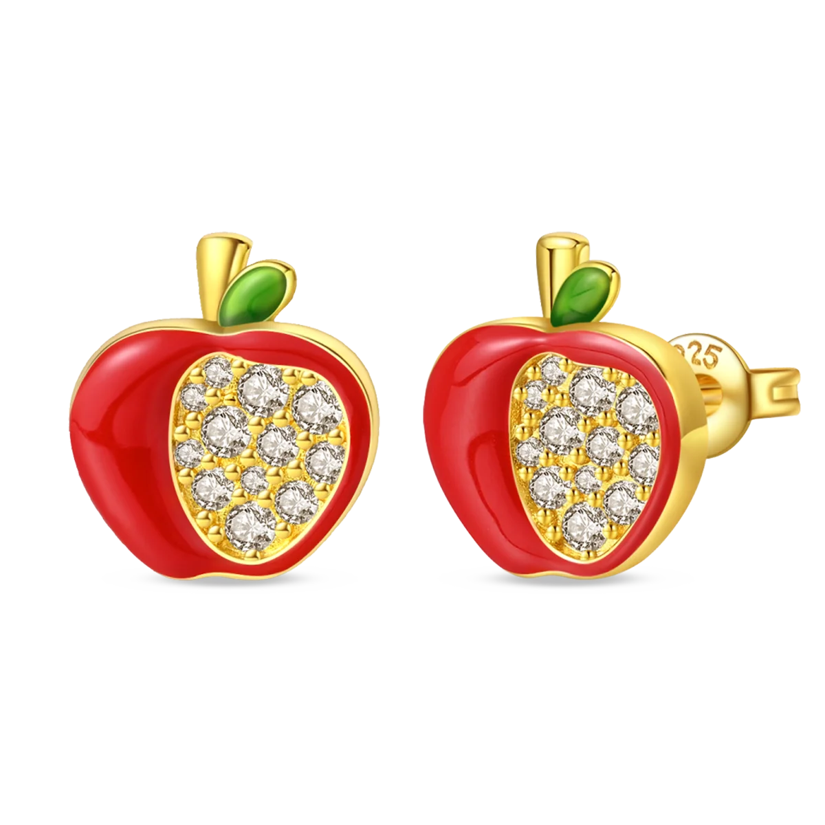 925 Sterling Silver Cute Fruit Earrings – Cherry, Strawberry, Apple & Grape for Women