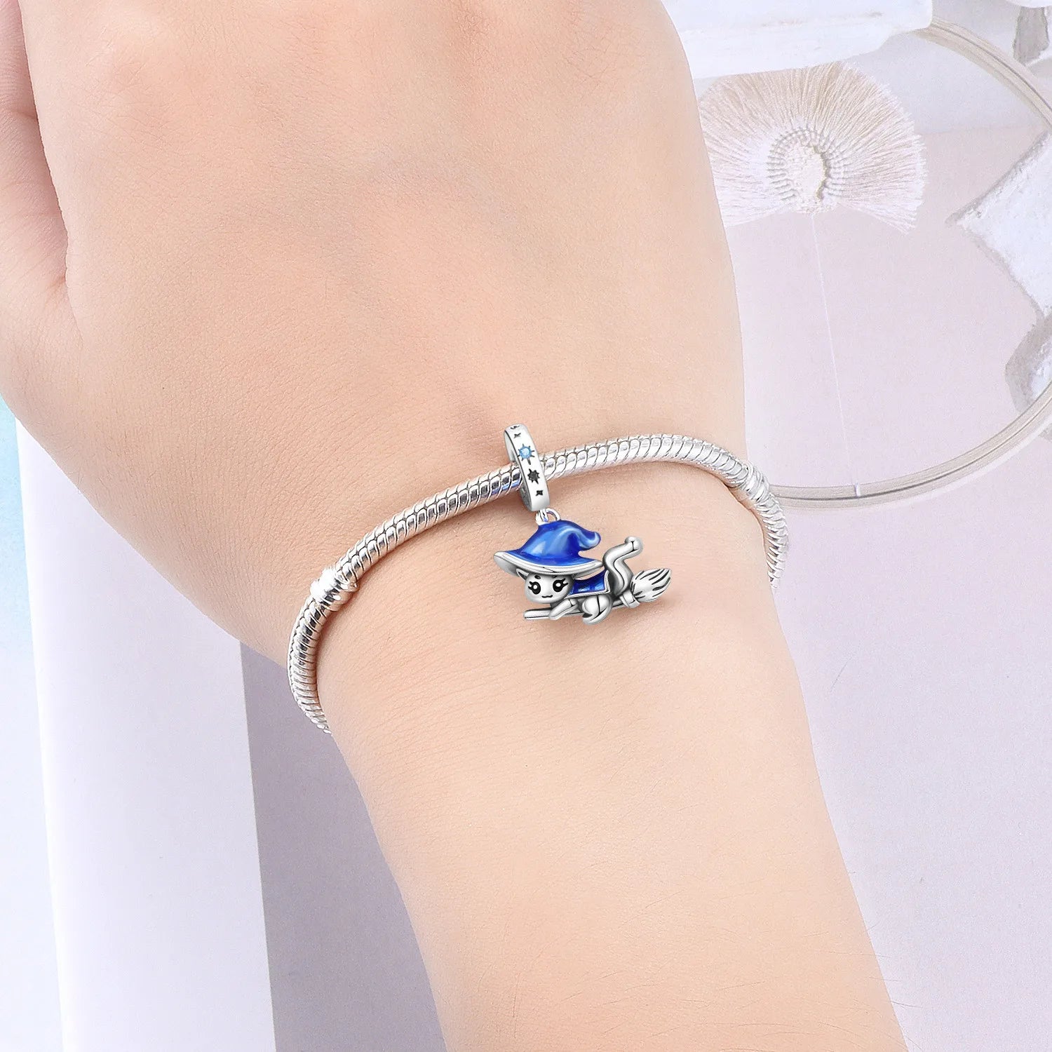 PANPOKI 925 Sterling Silver Magic Cat Charm Beads | Pet Animal Pendant Fit Original Bracelet DIY Women Jewelry Gift