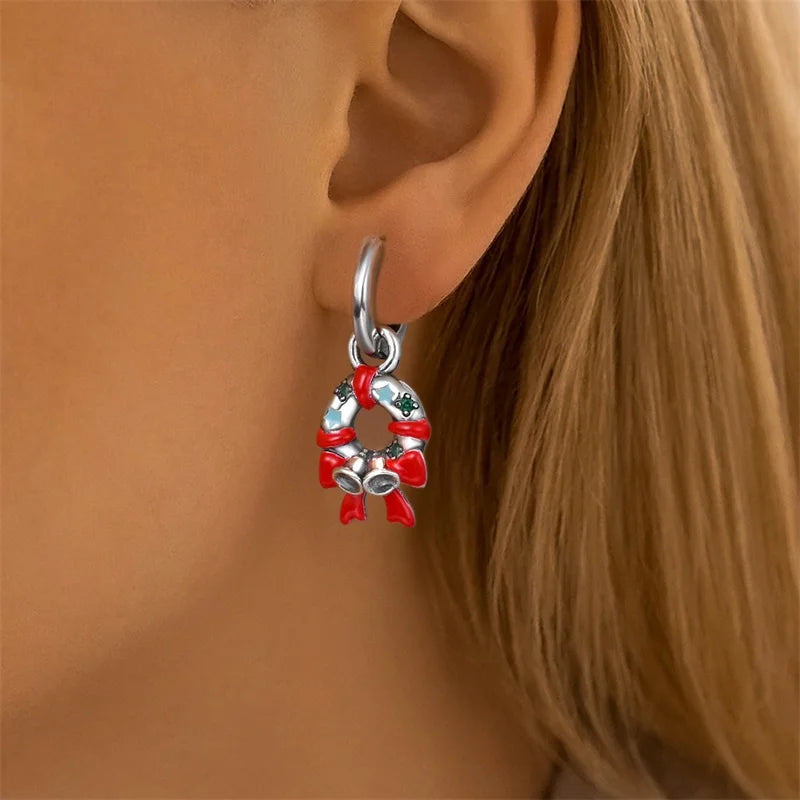 S925 Silver 🎄 Christmas Bell & Flower Earrings 💎 Holiday Gift for Women