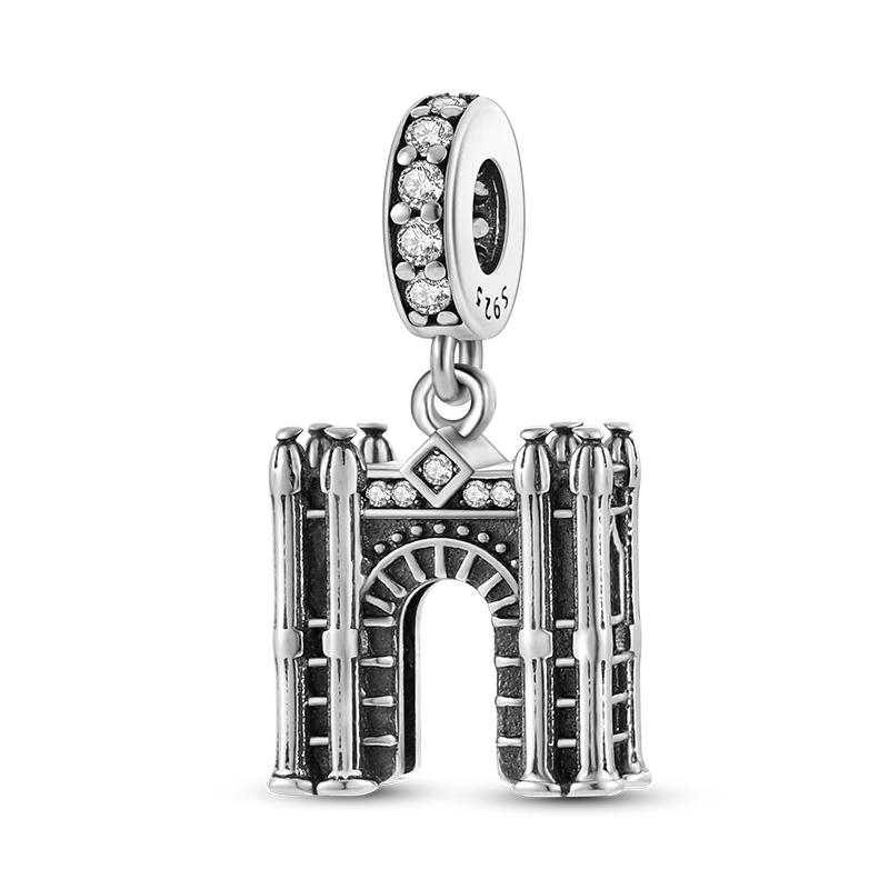 925 Sterling Silver Travel Around the World Charm Bead | Eiffel Tower & Triumphal Arch Dangle for Original Bracelet DIY Jewelry