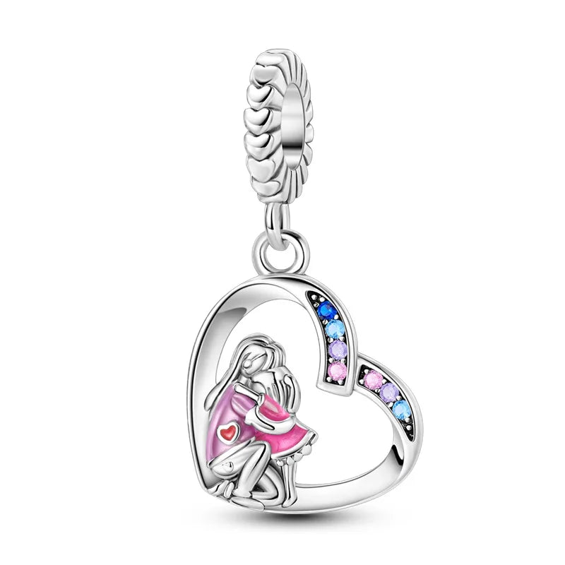 2025 Hot Sale 925 Sterling Silver CZ Pave Mother’s Embrace Dangle Charm | Fit Original Pandora Bracelet DIY Jewelry