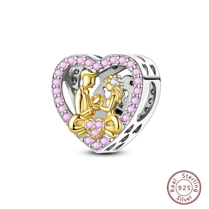 925 Sterling Silver Animal & Love Charms | Cat, Elephant, Bear, Swan & Easter Egg Beads Fit Original 3mm Bracelets DIY Jewelry