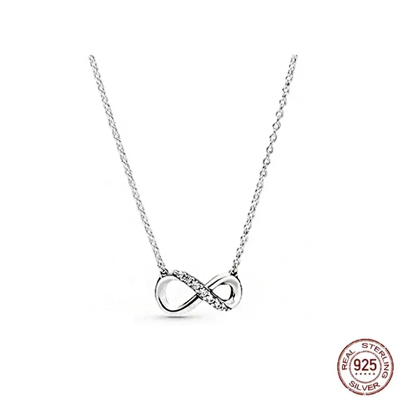925 Silver Heart Pendant 💖 Dazzling Round Necklace Fits Pandora Gift