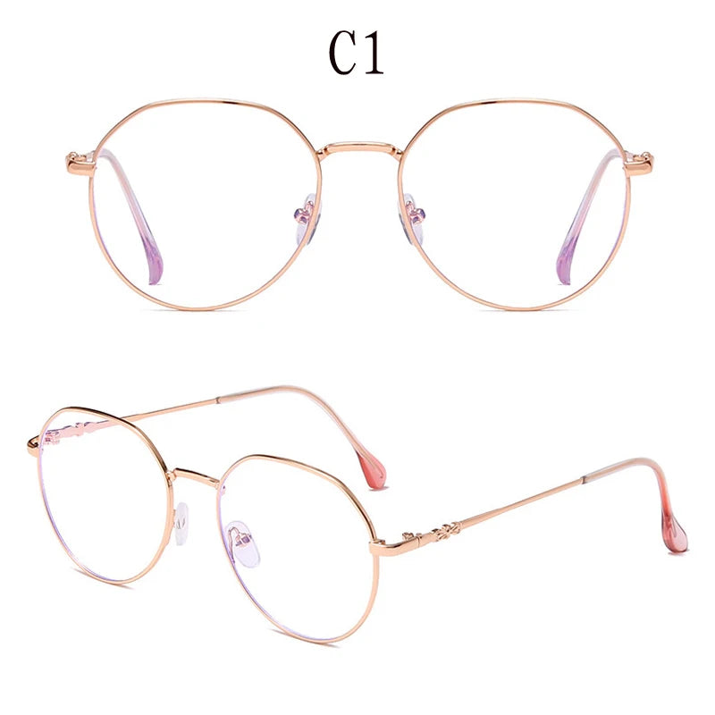Anti Blue Light Metal Polygon Myopia Glasses – Unisex Computer Optical Eyeglasses for Women & Men | Goggle Style