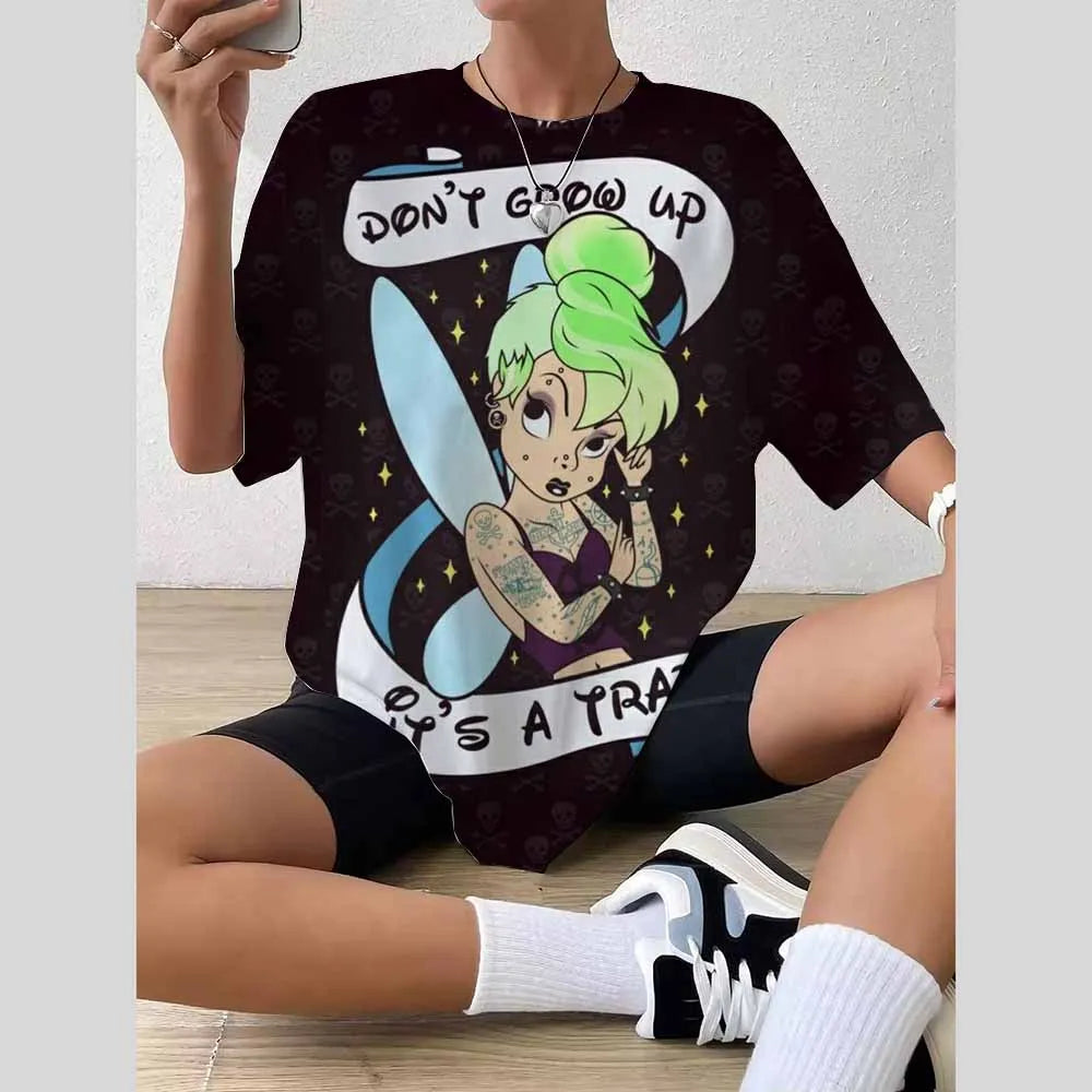 Women’s 2025 Trend Top – 3D Disney Princess Print T-Shirt / Blouse Fashionable Summer 👗✨
