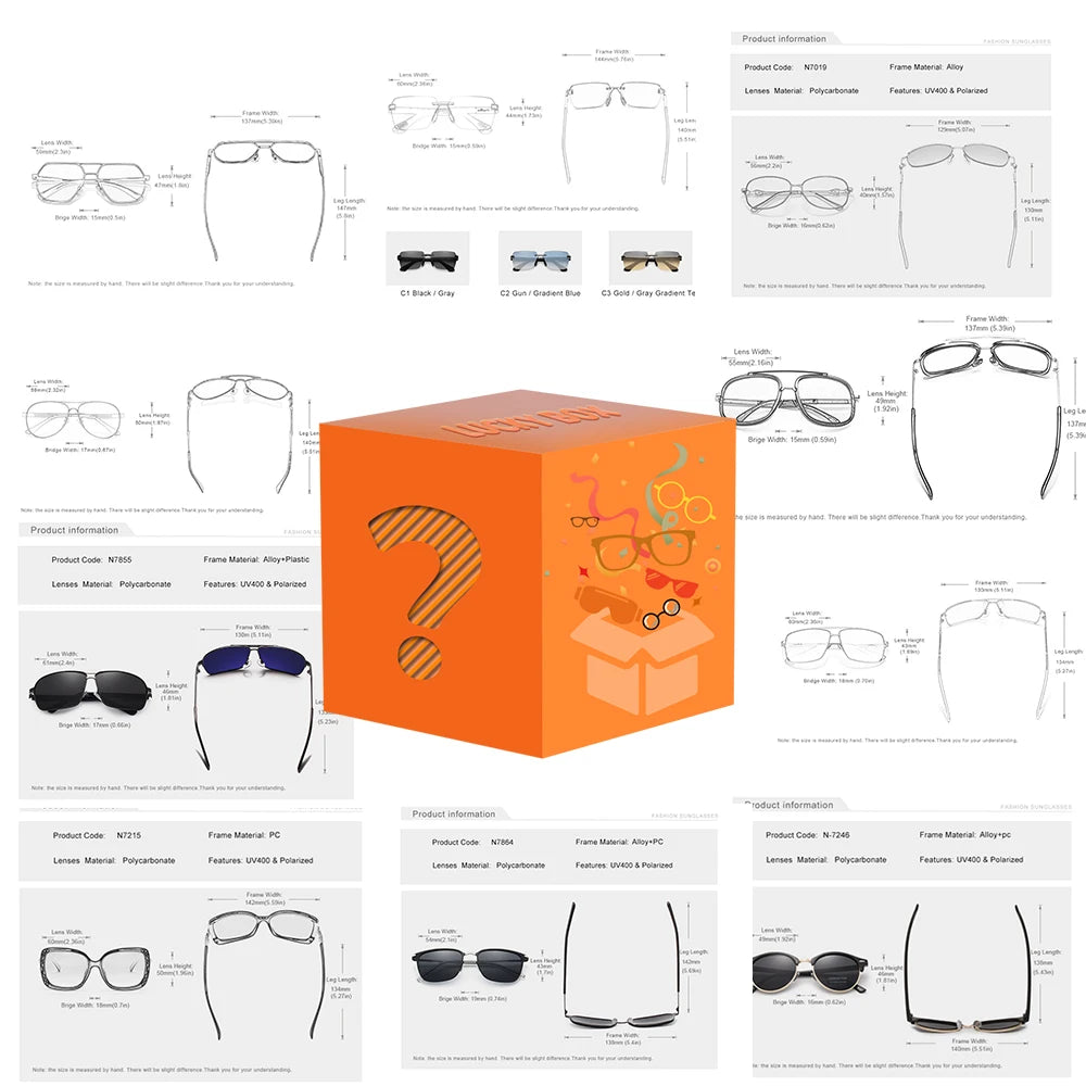 1/2/5/10/20 PCS Casual Random Sunglasses – Mystery Summer Leisure Beach Glasses for Men & Women