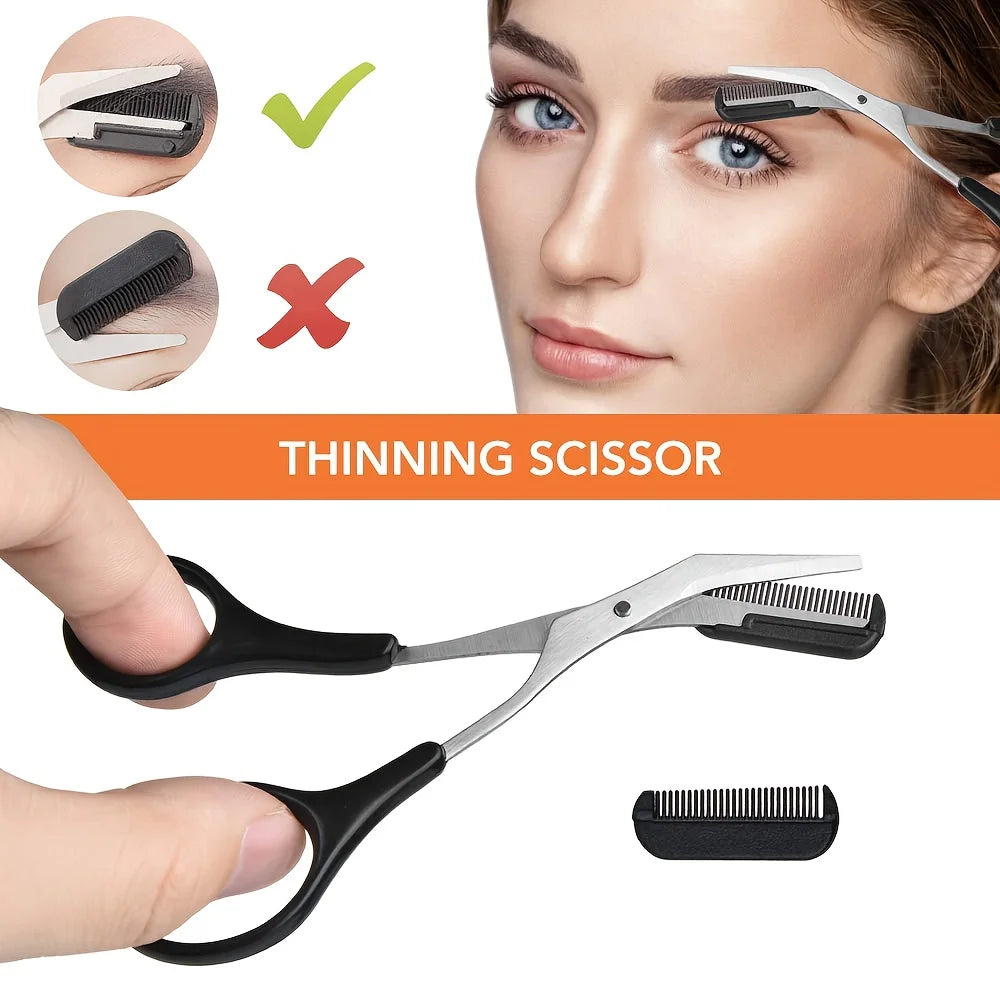 4pcs Women’s Facial Hair Removal Kit | Stainless Steel Eyebrow Shaping & Beauty Tool Set