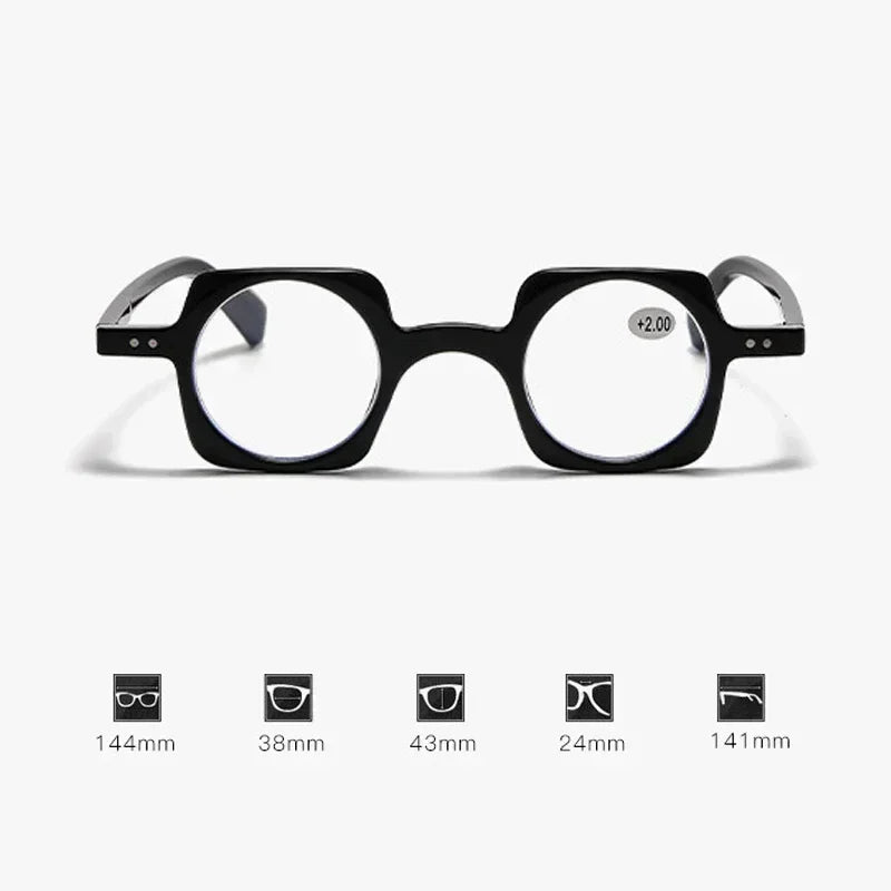 Retro Anti-Blue Light Reading Glasses – Fashionable Square Hyperopia Glasses for Men & Women