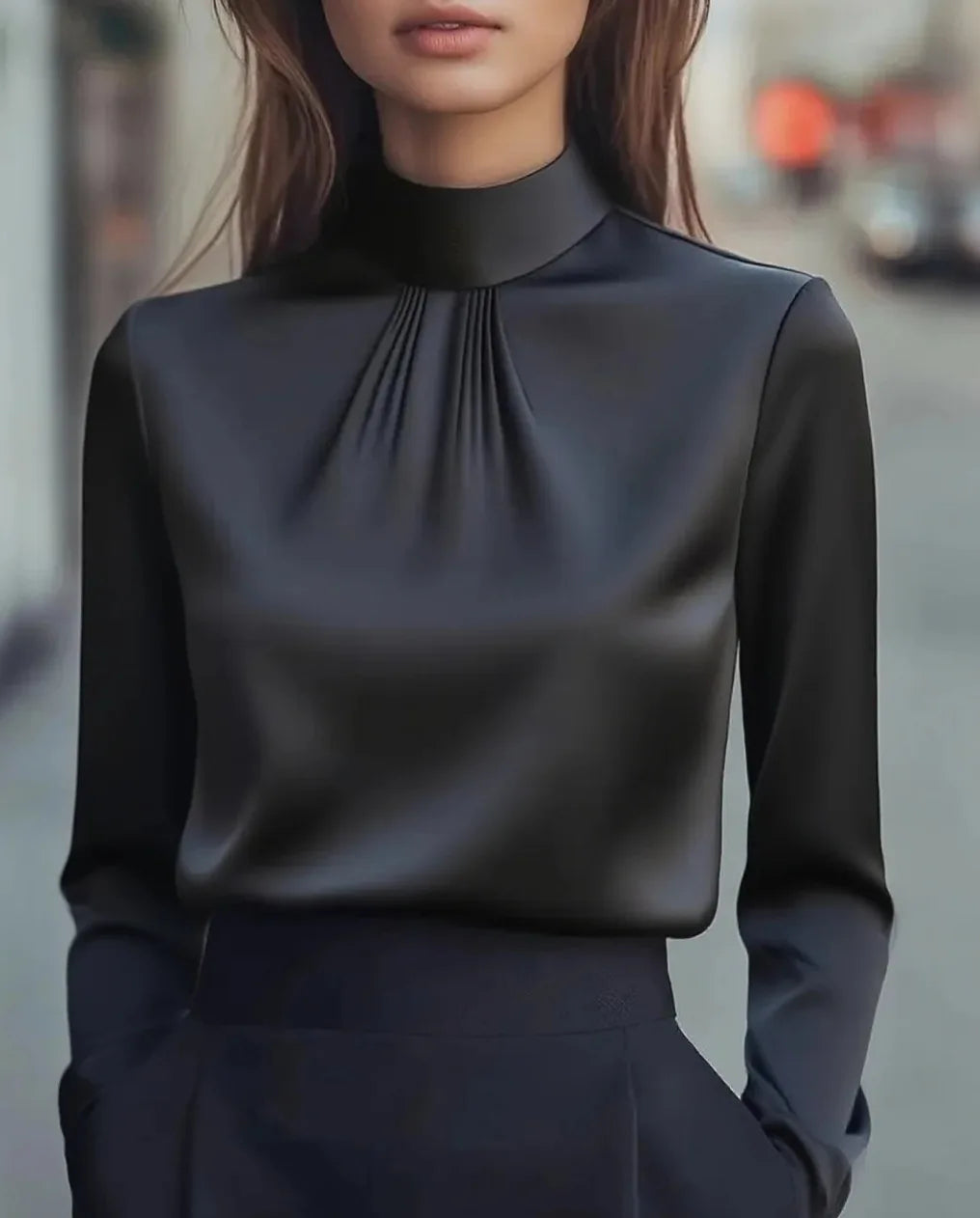Elegant Women’s Turtleneck Shirt 🌿 Khaki Pullover Korean Fashion Top ✨