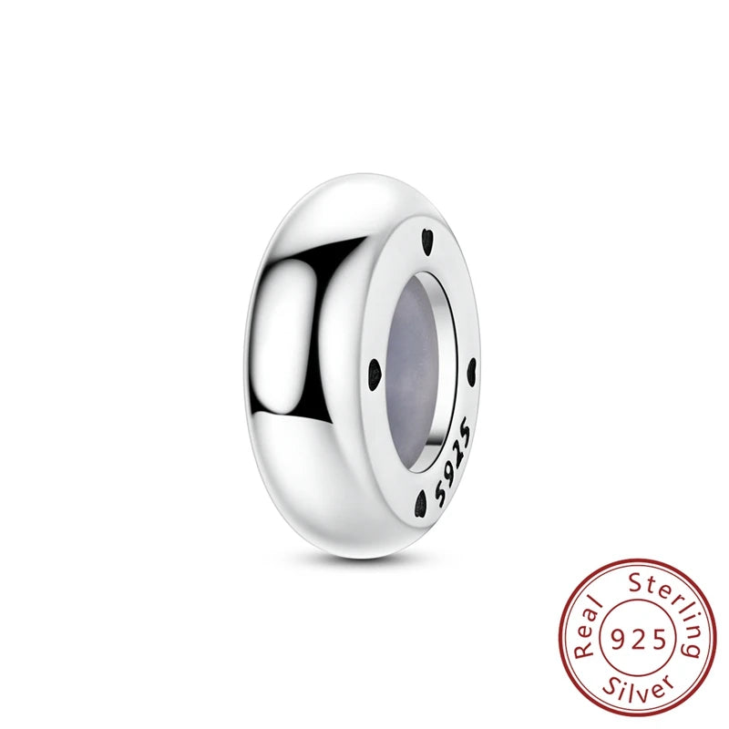 Original 925 Sterling Silver Clip Charm Bead | Round Heart Love Family Charms Fit Bracelet Women DIY Jewelry Gift