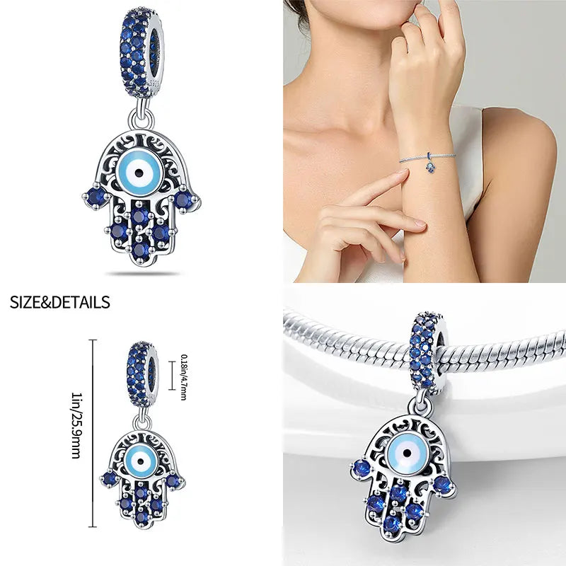 925 Sterling Silver Blue Zircon Evil Eye Charm | Original Devil Eye Series Bead Fits Pandora Bracelet – Women’s DIY Jewelry Gift