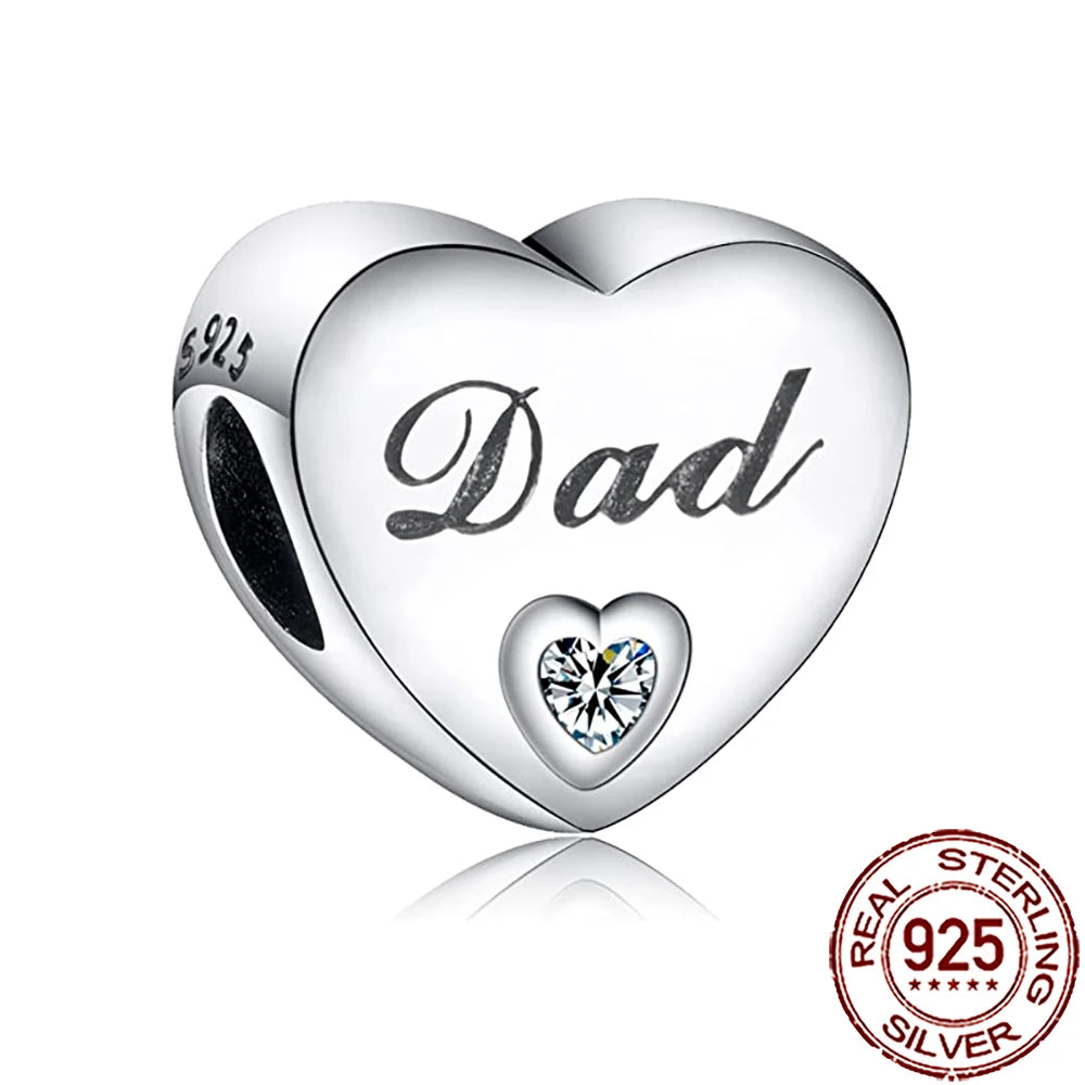 2025 New 925 Sterling Silver Heart Charm Sister Mother Daughter Beads Fit Pandora Bracelet