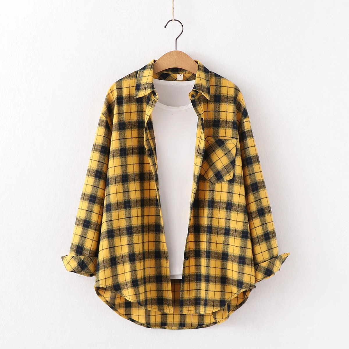 Fresh Flannel Plaid Shirt for Women | 2025 Loose Cotton Long Sleeve Casual Blouse & Top