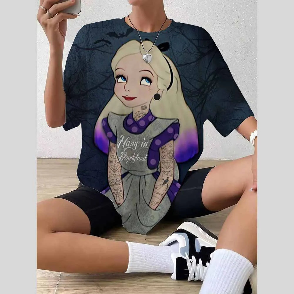 Y2K Disney Princess Graphic T-Shirt | Cute Harajuku Hip Hop 90s Style Women’s Streetwear Tee
