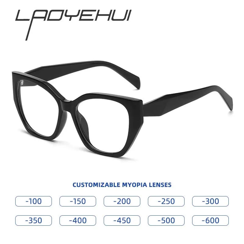 Luxury Cat Eye Myopia Glasses 👓 Tortoiseshell Oversize Anti-Blue Light