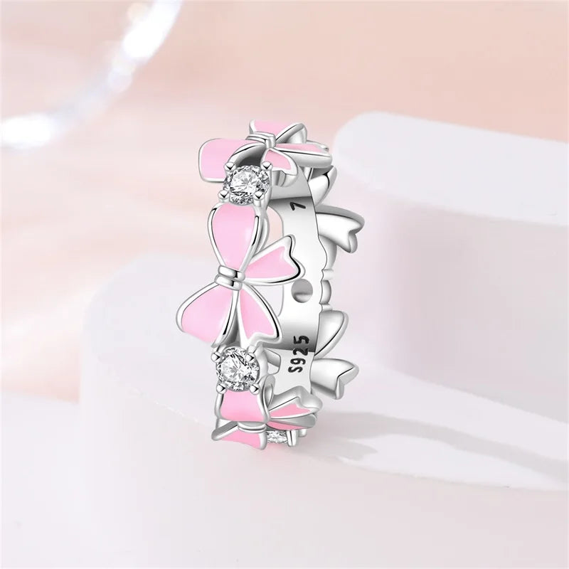925 Sterling Silver Rings Collection | Bow, Heart, Sun, Moon & Star Zircon Rings for Women Jewelry Gift
