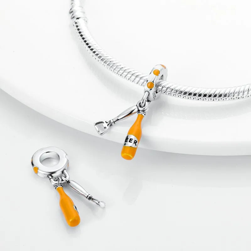 925 Sterling Silver Love Football Cup Charm Beads – Sport, Beer & Travel Pendants Fit Original Pandora Bracelet & Necklace