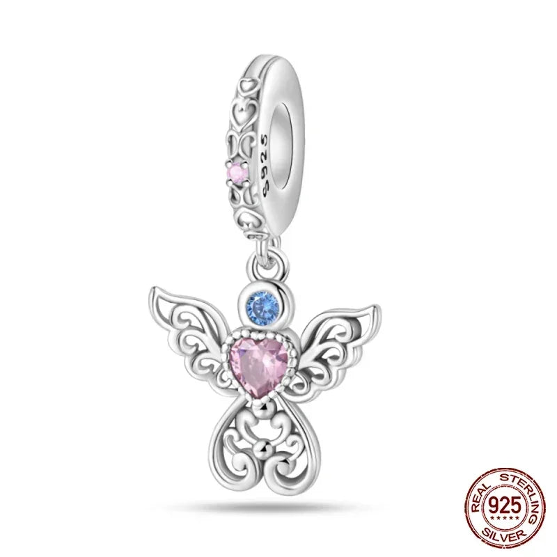 925 Sterling Silver Classic Purple Retro Heart Charm | Lotus Angel Beads for Bracelet & Necklace DIY Jewelry