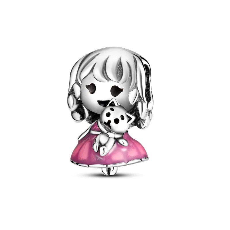 Original 925 Sterling Silver Girls Charms | Love Heart & Family Bead Pendant for Bracelets, Women’s Jewelry Gift